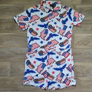 Mad Engine Red White Blue USA Patriotic Men’s Jumper Romper XL